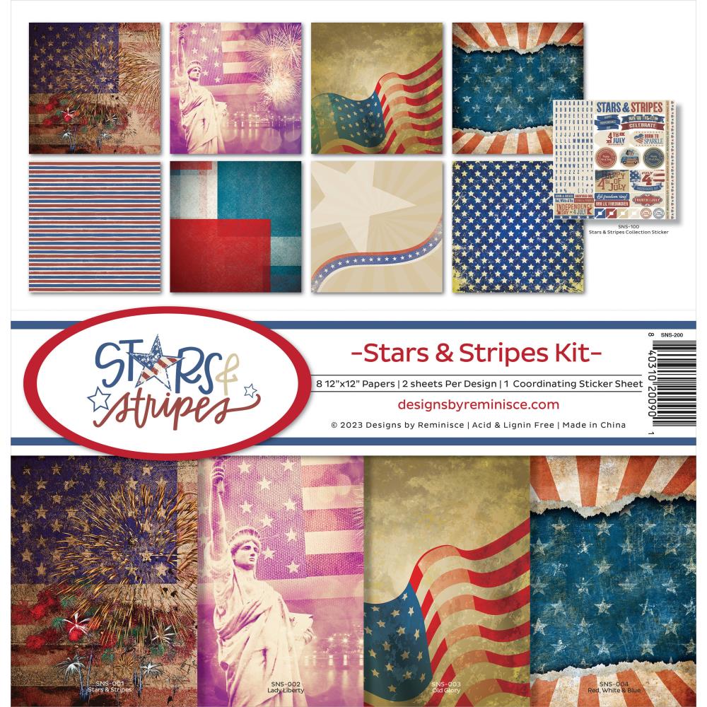 Reminisce Collection Kit 12"X12" - Stars & Stripes