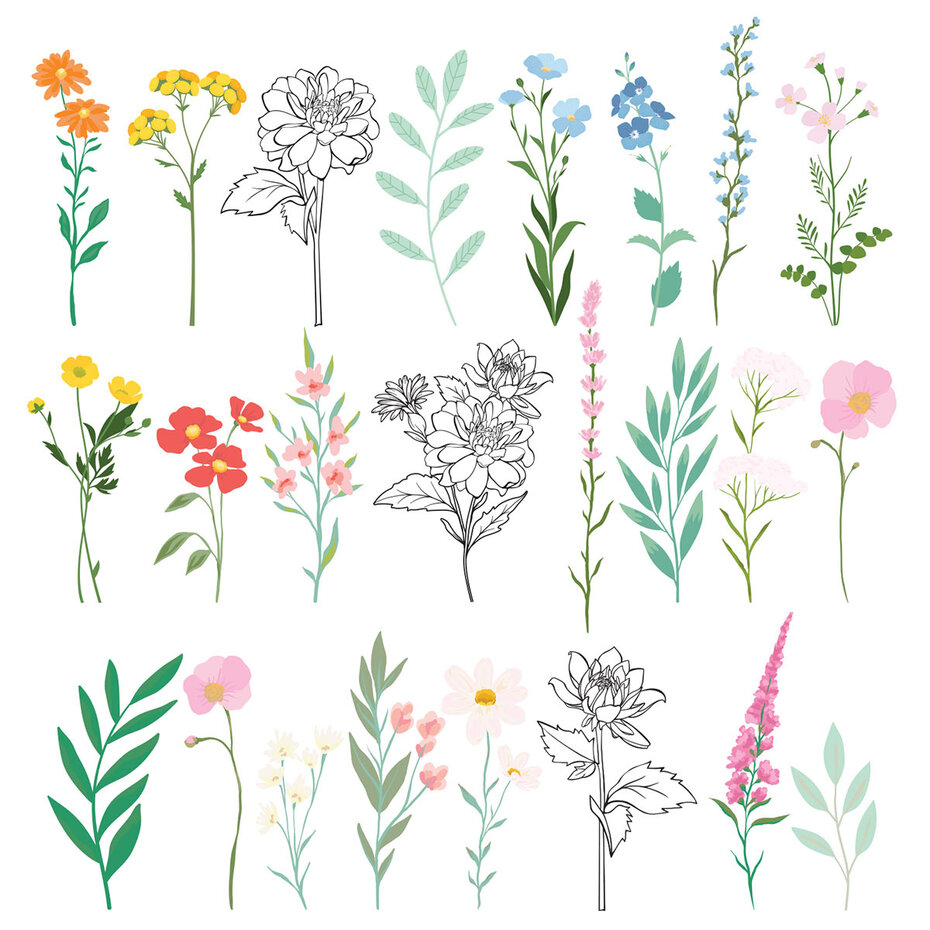 Spellbinders - Breakfast in Bed Die Cut Floral Stickers