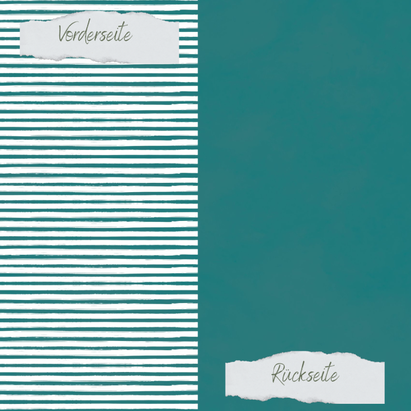 Creative Depot - Designpapier - Basic - Smaragd - Streifen + Uni - Doppelseitig bedruckt 