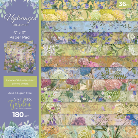 Crafter Companion - Hydrangea 6x6 Inch Paper Pad