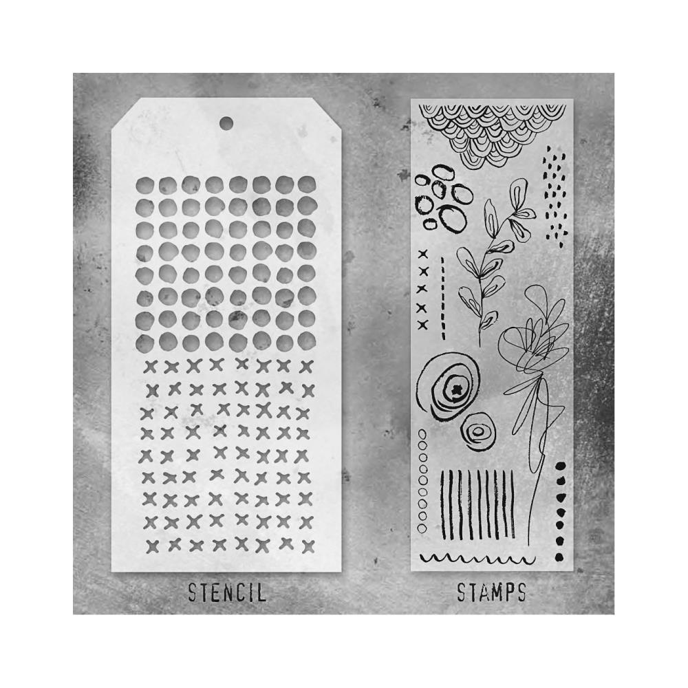 Tim Holtz Mixed-Media Stamps & Stencil Set -   Set #14 