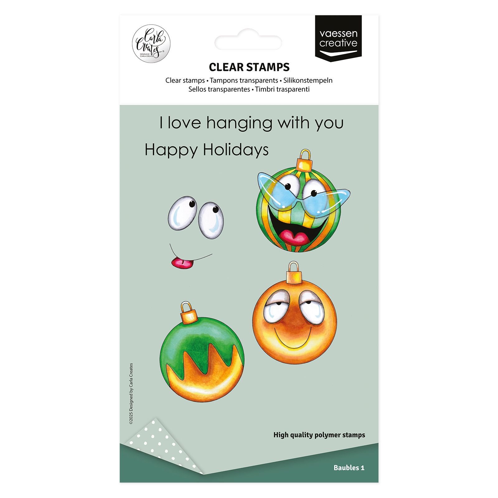Vaessen Creative • Silikonstempel Weihnachtskugeln Gesichte 12St.
