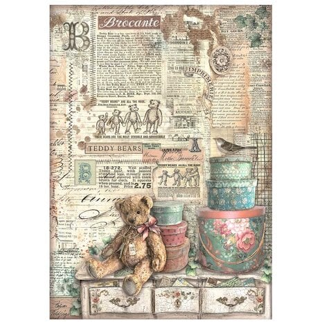 Stamperia - Brocante Antiques A4 Rice Paper Teddy Bears 