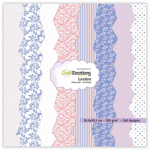 CraftEmotions Paper pad London – Pastell   12x12"   CraftEmotions Paper pad London – Pastell   12x12"