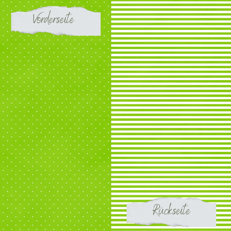 Creative Depot - Designpapier - Basic - Apfelgrün - Mini Pünktchen + Schmale Streifen - Doppelseitig bedruckt 