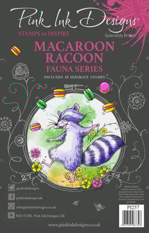 Pink Ink Designs Macaroon Racoon A5 Clear Stamps Pink Ink Designs Macaroon Racoon A5 Clear Stamps