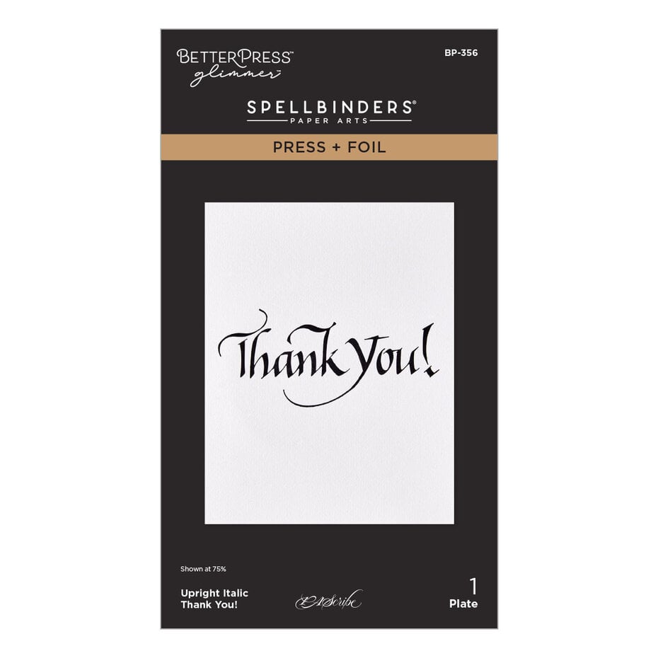 Spellbinders - Upright Italic Everyday Sentiments Press + Foil Plate Thank You!