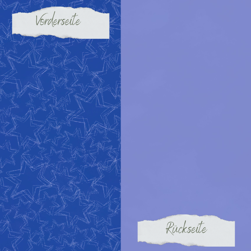 Creative Depot -  Designpapier - Basic - Tintenblau - Doodle Sterne + Uni hell - Doppelseitig bedruckt 