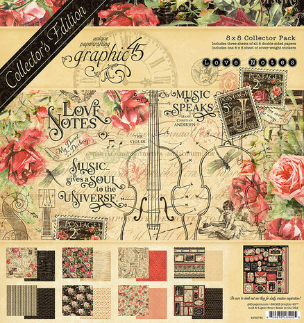 Graphic 45 - Love Notes 8x8 Inch Collector's Edition Pack with Stickers