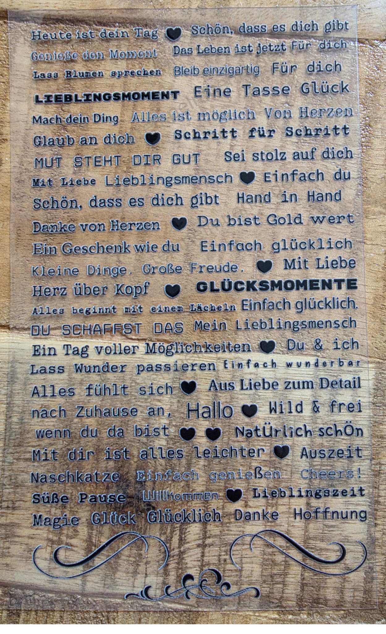 Stempelmühle - UV DTF Rub-On Aufkleber - Text allgemein schwarz