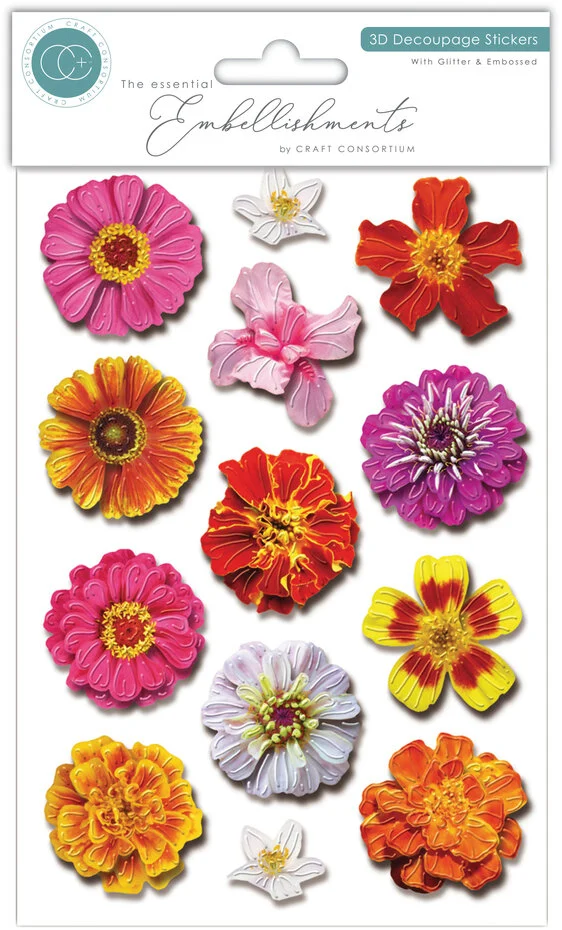 Craft Consortium - 3D Decoupage Stickers Flowers