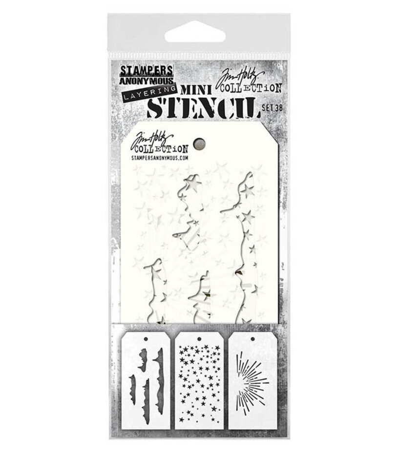 Stampers Anonymous - Set #38 Tim Holtz Layering Mini Stencil (3pcs)