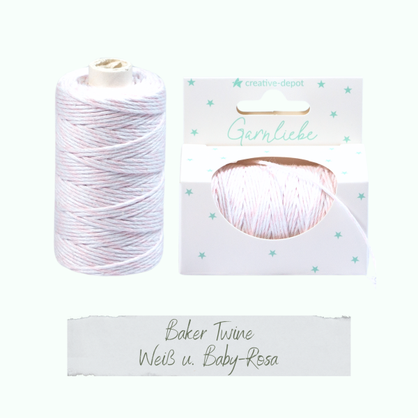Creative Depot -  Baker Twine - Weiß & Baby-Rosa - Garnliebe 