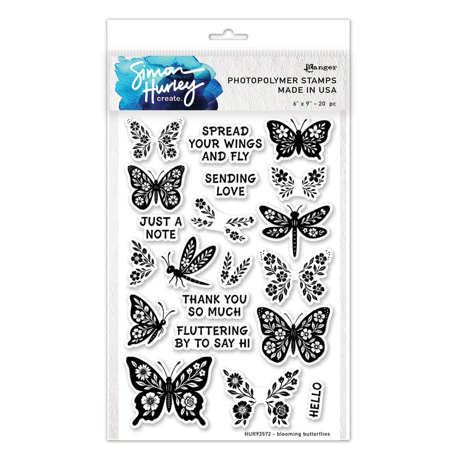 Simon Hurley create. - Photopolymer Stamps 6x9 Inch Blooming Butterflies