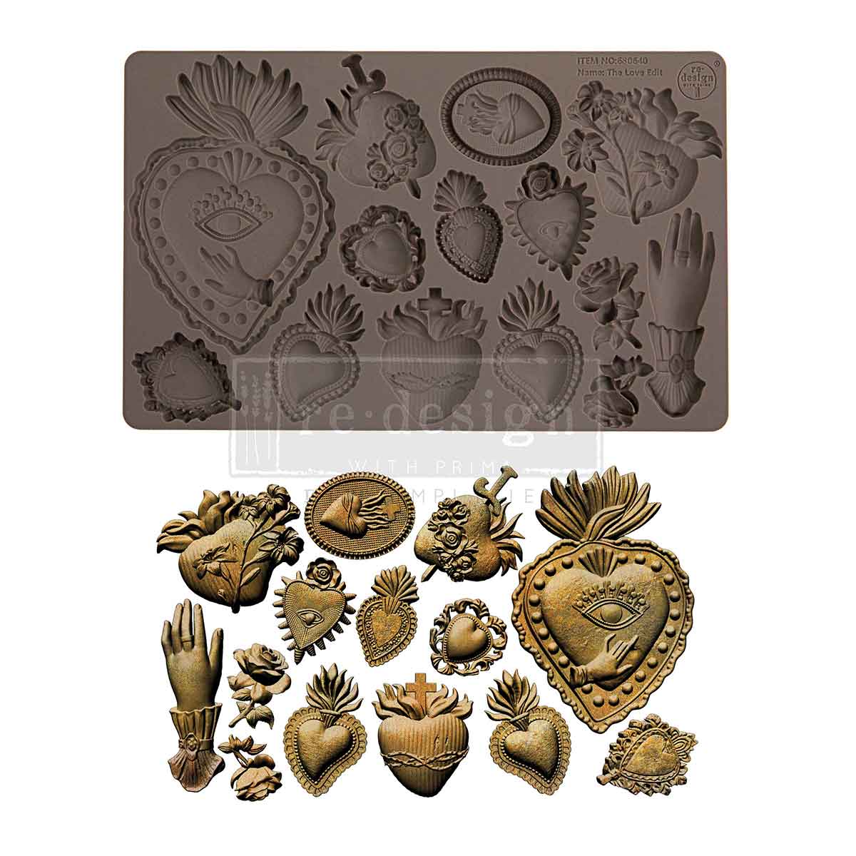 Re-Design with Prima - Decor Moulds® – The Love Edit – 1 pc, 5″x8″x8mm