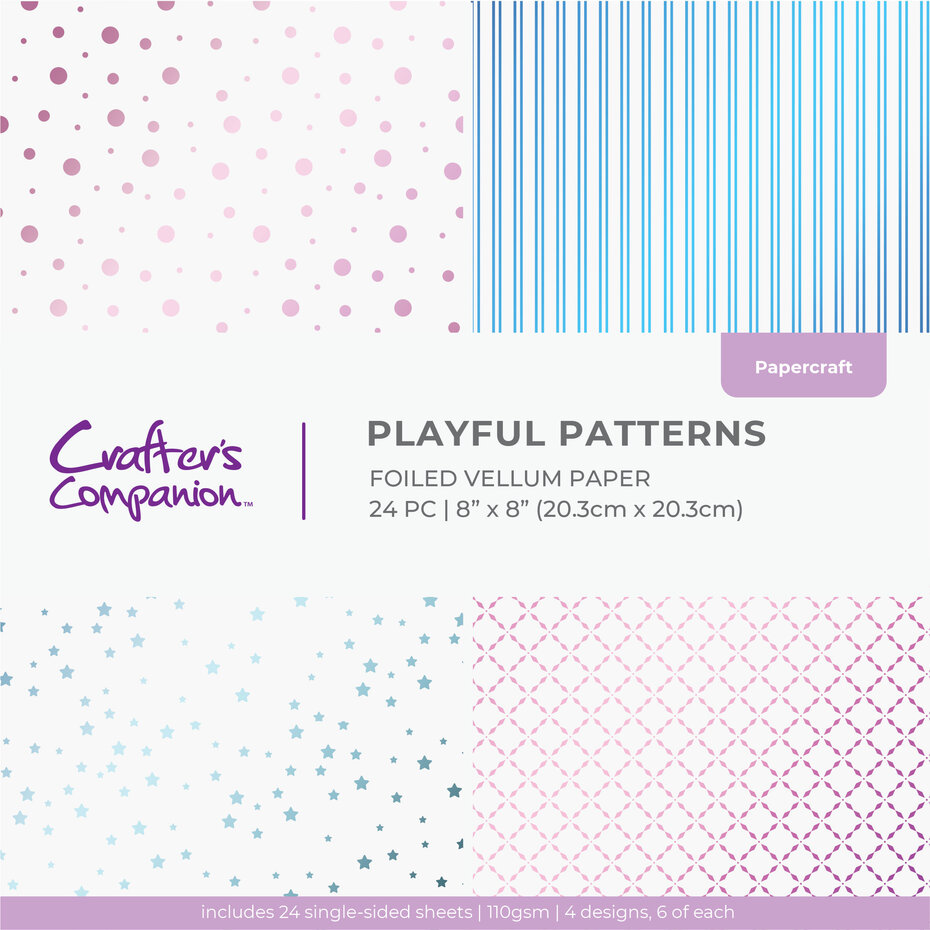 Crafters Companion - Playful Patterns 8x8 Inch Vellum Pad