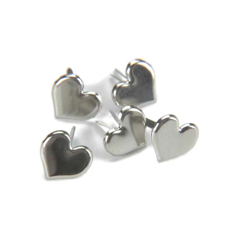Creative Impressions Metal Paper Fasteners - Hearts - Silver 