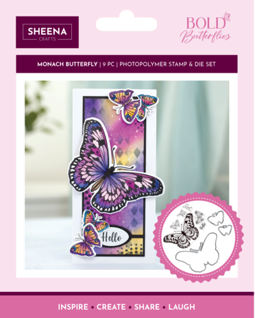 Crafters Companion - Bold Butterflies Stamp & Die Monarch Butterfly