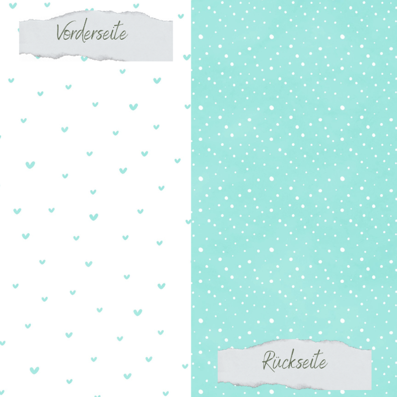 Creative Depot - Designpapier - Basic - Sommerjade - Doodle Herzen + Sprenkel - Doppelseitig bedruckt