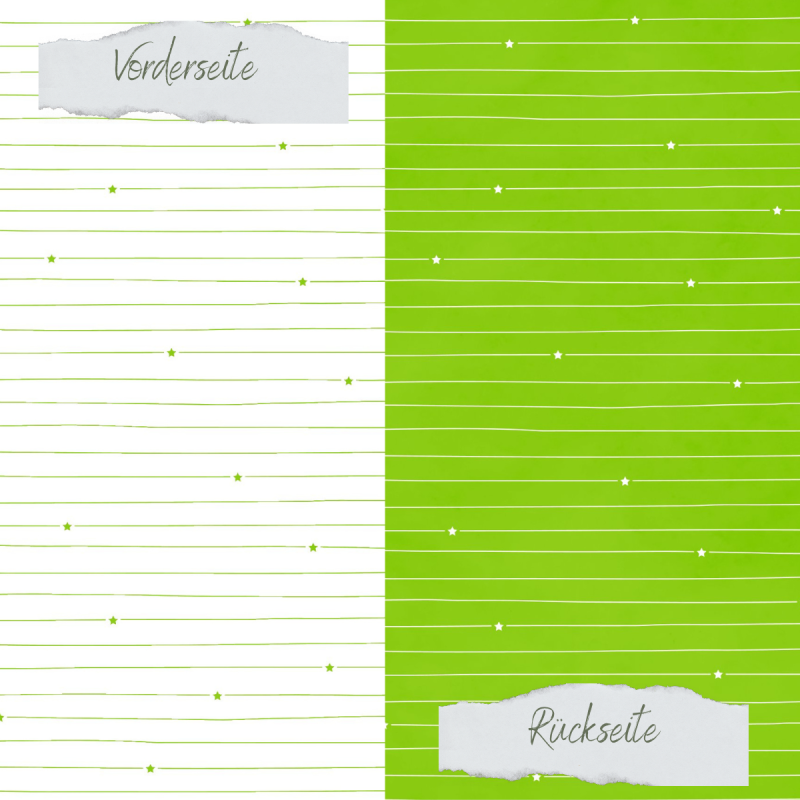 Creative Depot - Designpapier - Basic - Apfelgrün - Doodle Linien mit Sternchen - Doppelseitig bedruckt 