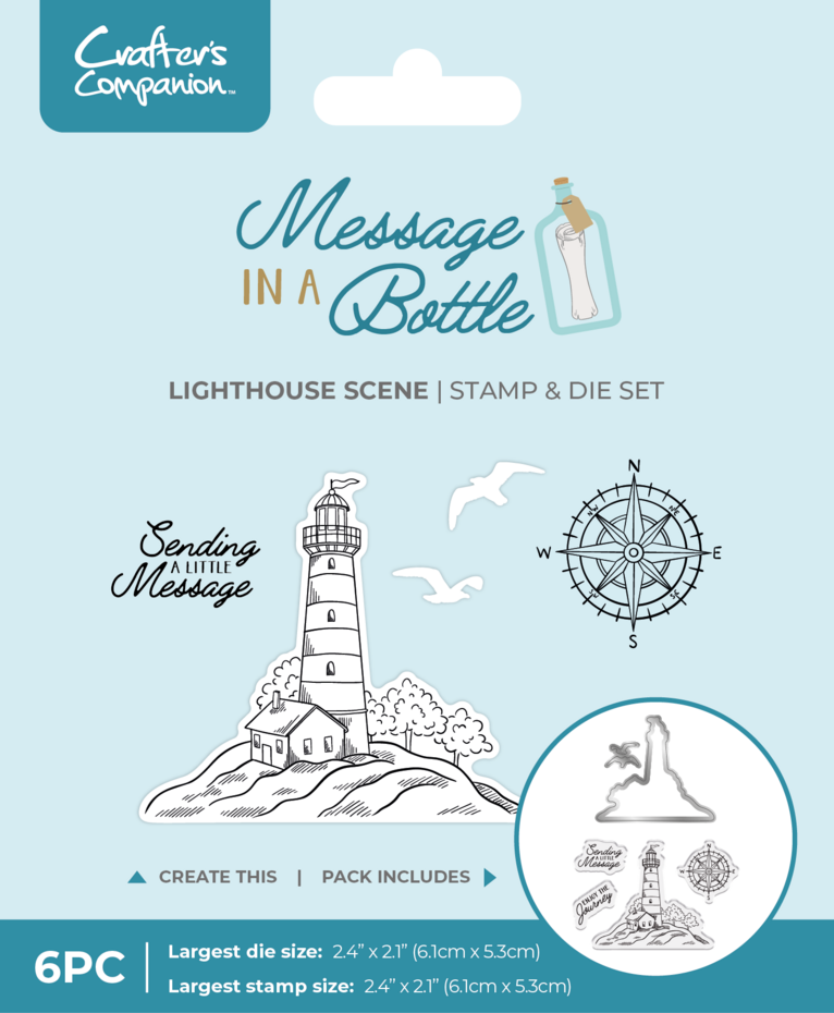 Crafter's Companion - Message in a Bottle Stamp & Die Lighthouse Scene