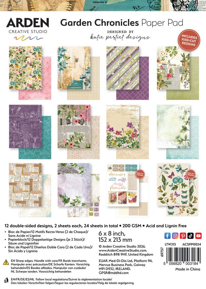 Arden Creative Studio - Garden Chronicles 6x8 Inch Paper Pad by Katie Pertiet