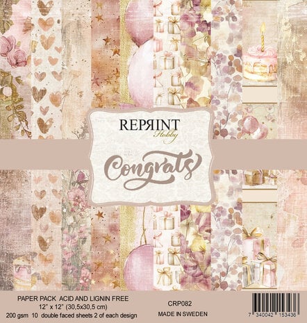 Reprint - Congrats 12x12 Inch Paper Pack