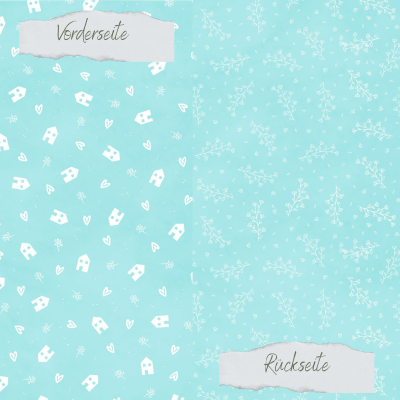 Creative Depot -  Designpapier - Basic - Meermint - Häuser + Zweige - Doppelseitig bedruckt 
