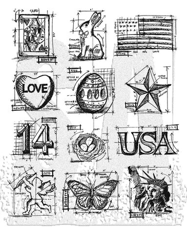 Tim Holtz - Mini Blueprints #2 Tim Holtz Cling Stamps