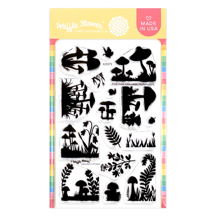 Waffle Flower - Postage Collage Mush Love Stamp Set Waffle Flower - Postage Collage Mush Love Stamp Set