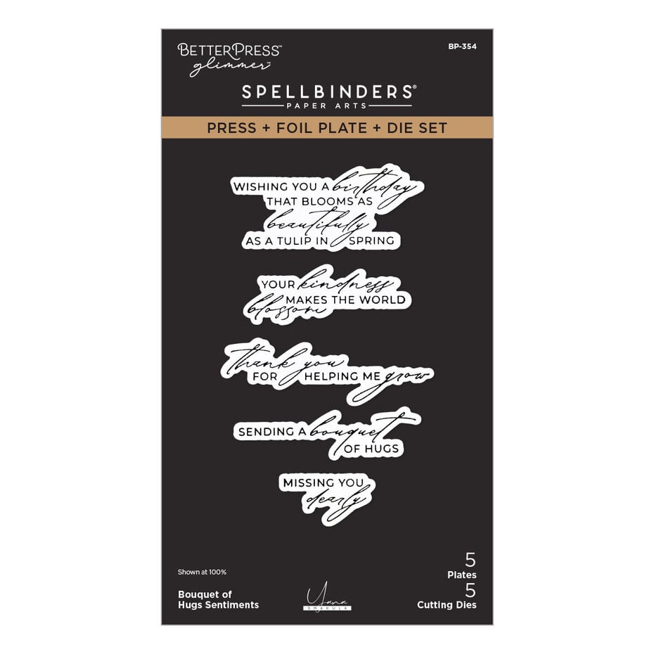 Spellbinders - Yana's Tulips Press + Foil Plate & Die Set Bouquet of Hugs Sentiments