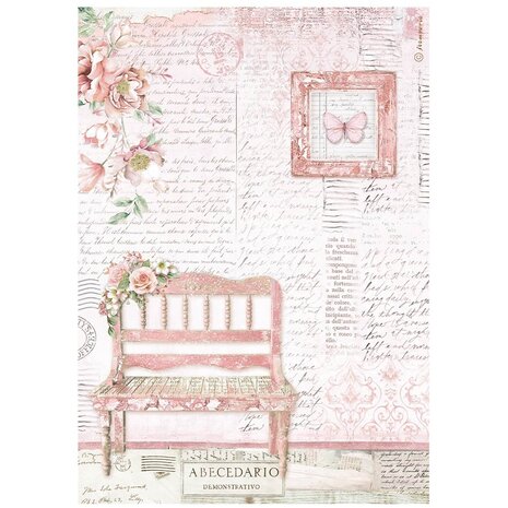 Stamperia - Roseland A4 Rice Paper Bench