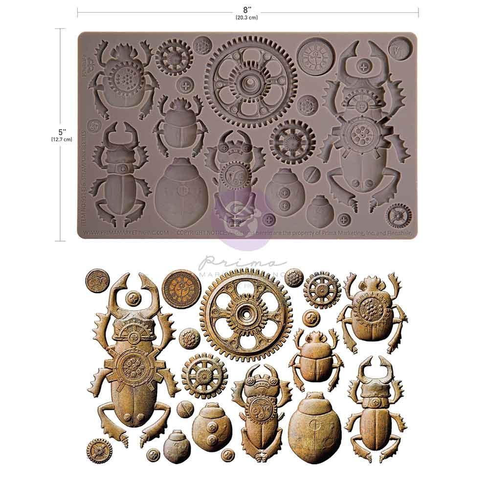 Prima Marketing - Finnabair Decor Moulds 5"x8"x8mm - Steampunk Beetles 