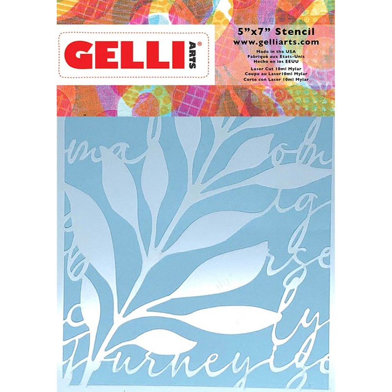 Gelli Arts Leaves Script Stencil   Gelli Arts Leaves Script Stencil