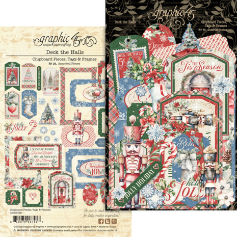 Graphic 45 - Deck the Halls Chipboard Pieces, Tags & Frames