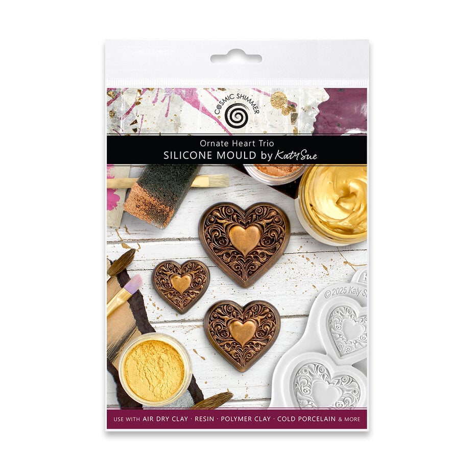 Cosmic Shimmer - Silicone Mould Ornate Heart Trio
