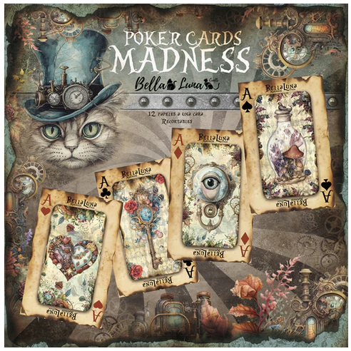 Pad 12x12" Bellaluna Crafts with 12 papers double-sided Madness Poker Cards Pad 12x12" Bellaluna Crafts with 12 papers double-sided Madness Poker Cards