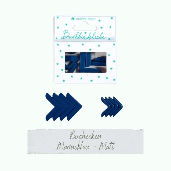 Creative Depot -   Buchecken - Marineblau - Matt - Buchbindeliebe - 8 Stück  Creative Depot -   Buchecken - Marineblau - Matt - Buchbindeliebe - 8 Stück