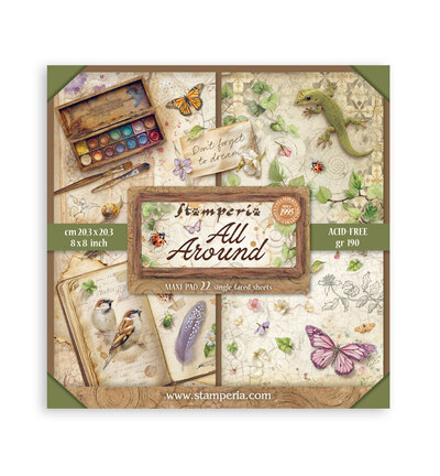 Stamperia - Stamperia Papierblock einseitig 8x8 – All Around