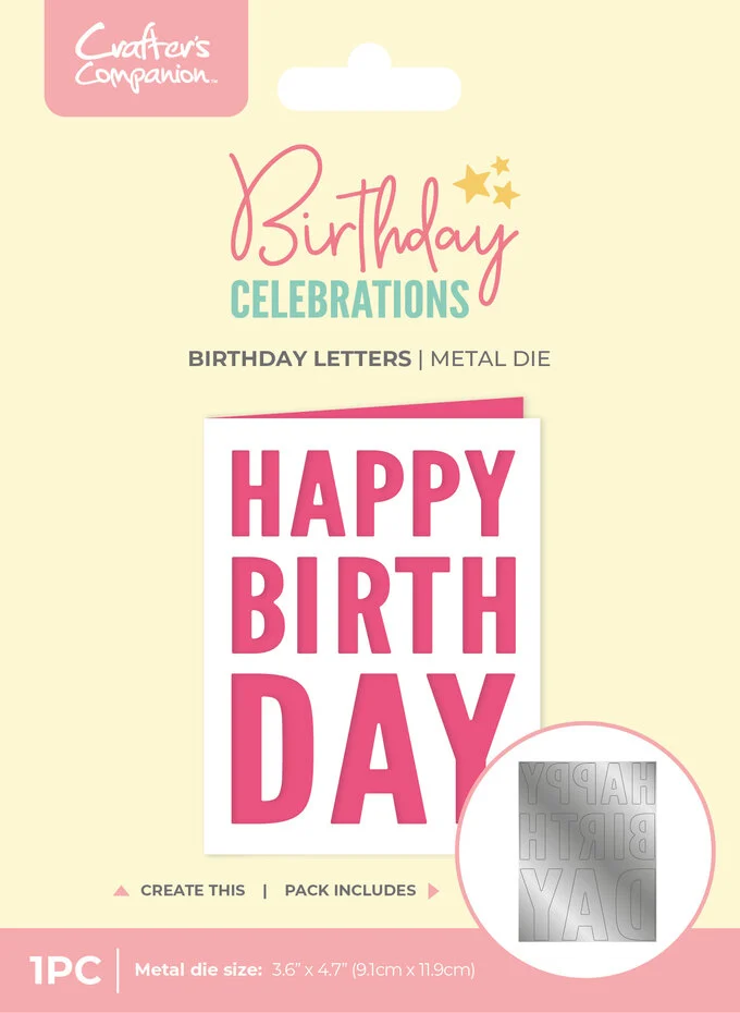Crafters Companion - Birthday Celebrations Metal Dies Birthday Letters