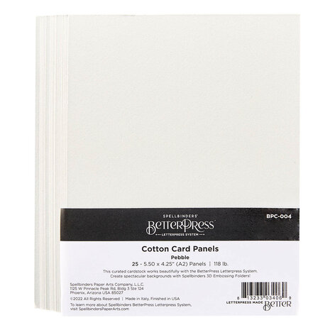 Spellbinders -BetterPress - BetterPress Cotton Card Panels 4.25x5.5 Inch Pebble (25pcs) 