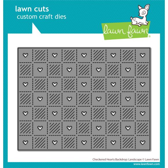 Lawn Fawn - Lawn Cuts Custom Craft Die - Checkered Hearts Backdrop Landscape Stand-Alone 