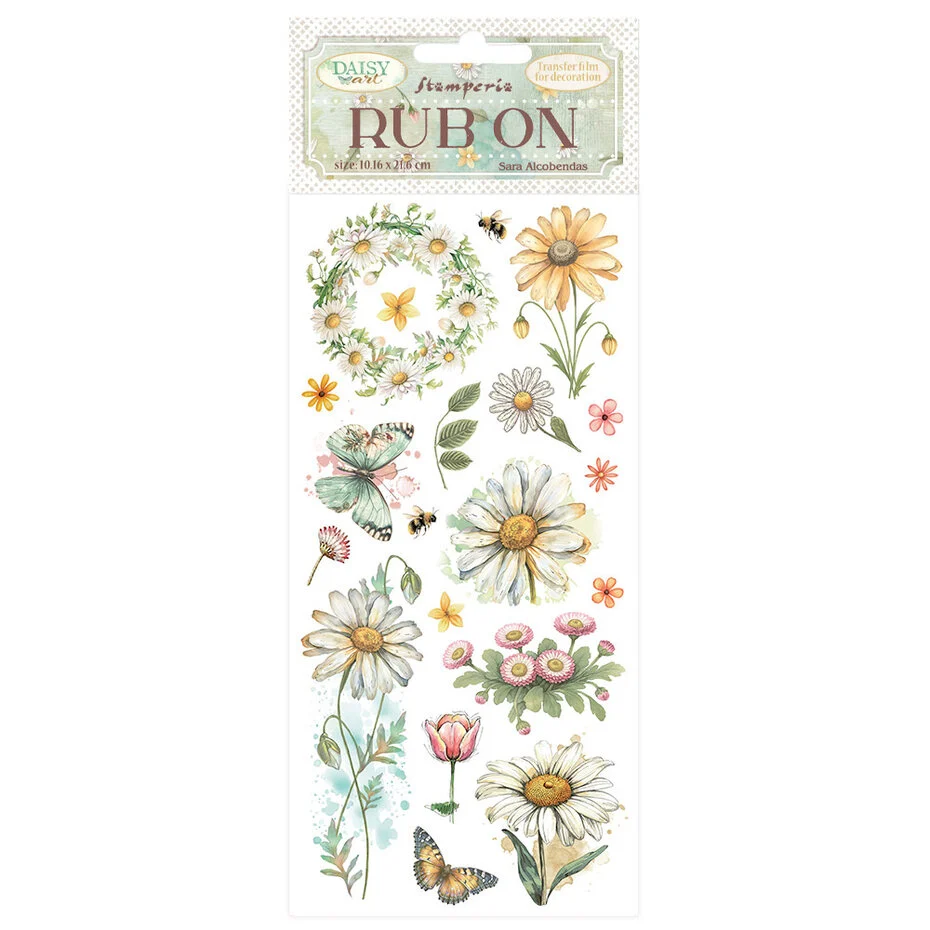 Stamperia - Daisy Art Rub-On 10,16x21,6cm Daisy and Butterfly