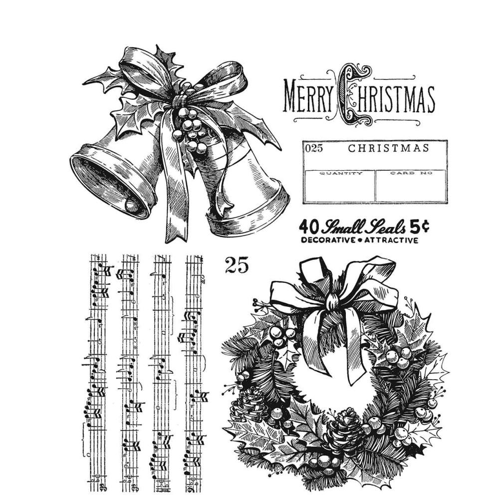 Tim Holtz Cling Stamps - Festive Overlay