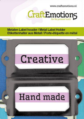 CraftEmotions Metalletikettenhalter groß - schwarz 2 Stk 32x70mm
