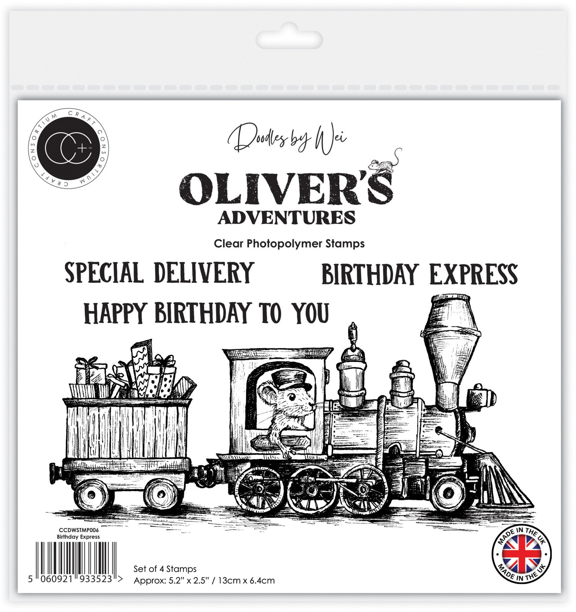Craft Consortium - Oliver's Adventures A6 Photopolymer Stamp Set Birthday Express