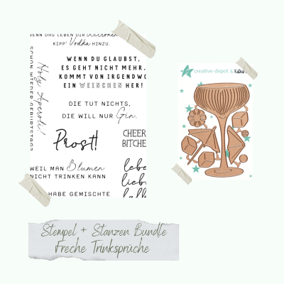 Creative Depot - Bundle - Freche Trinksprüche und Große Cocktailschale - Stempelset & Stanzen