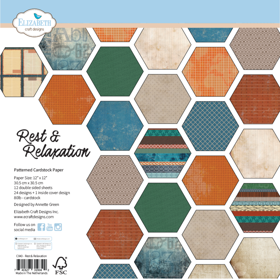 Elizabeth Craft - Rest & Relaxation 12x12 Inch Patterned Cardstock Paper by Everyday Memories