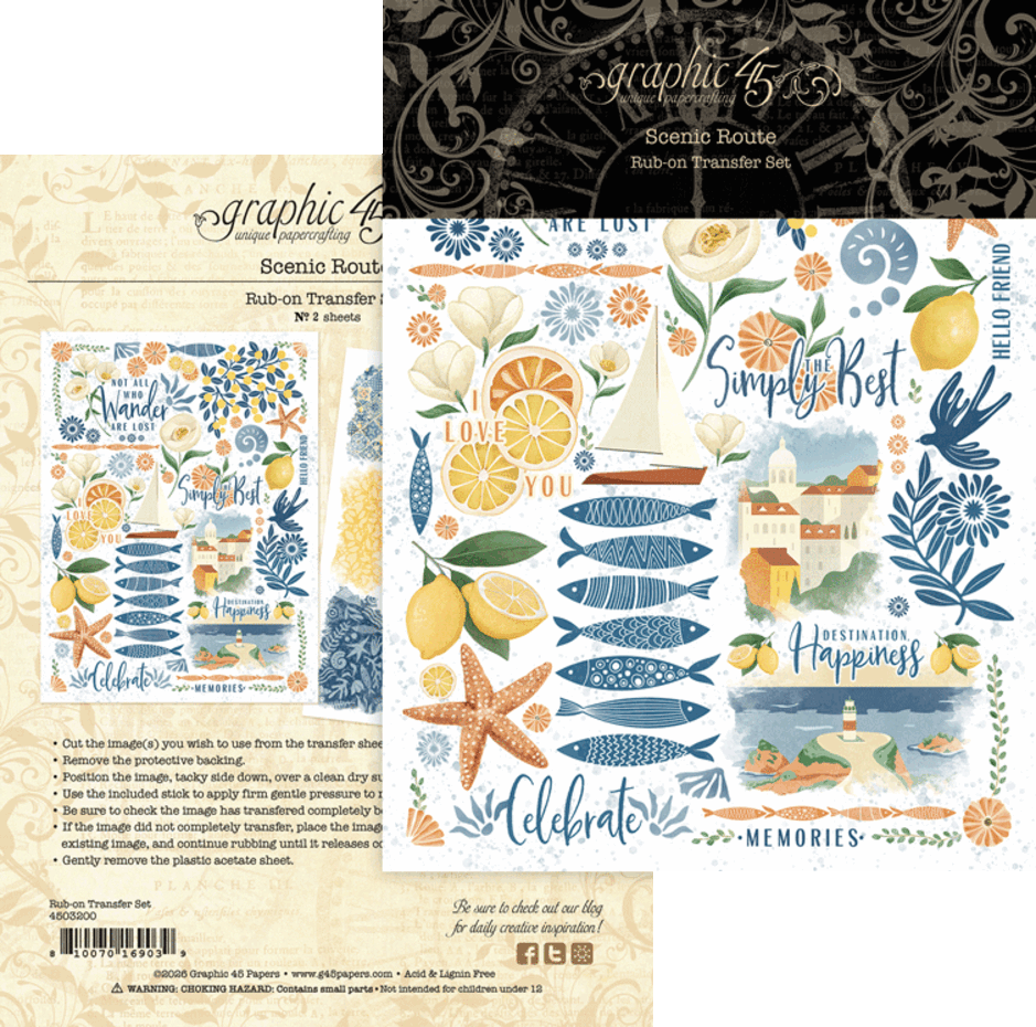 Graphic 45 - Scenic Route Rub-on Transfers