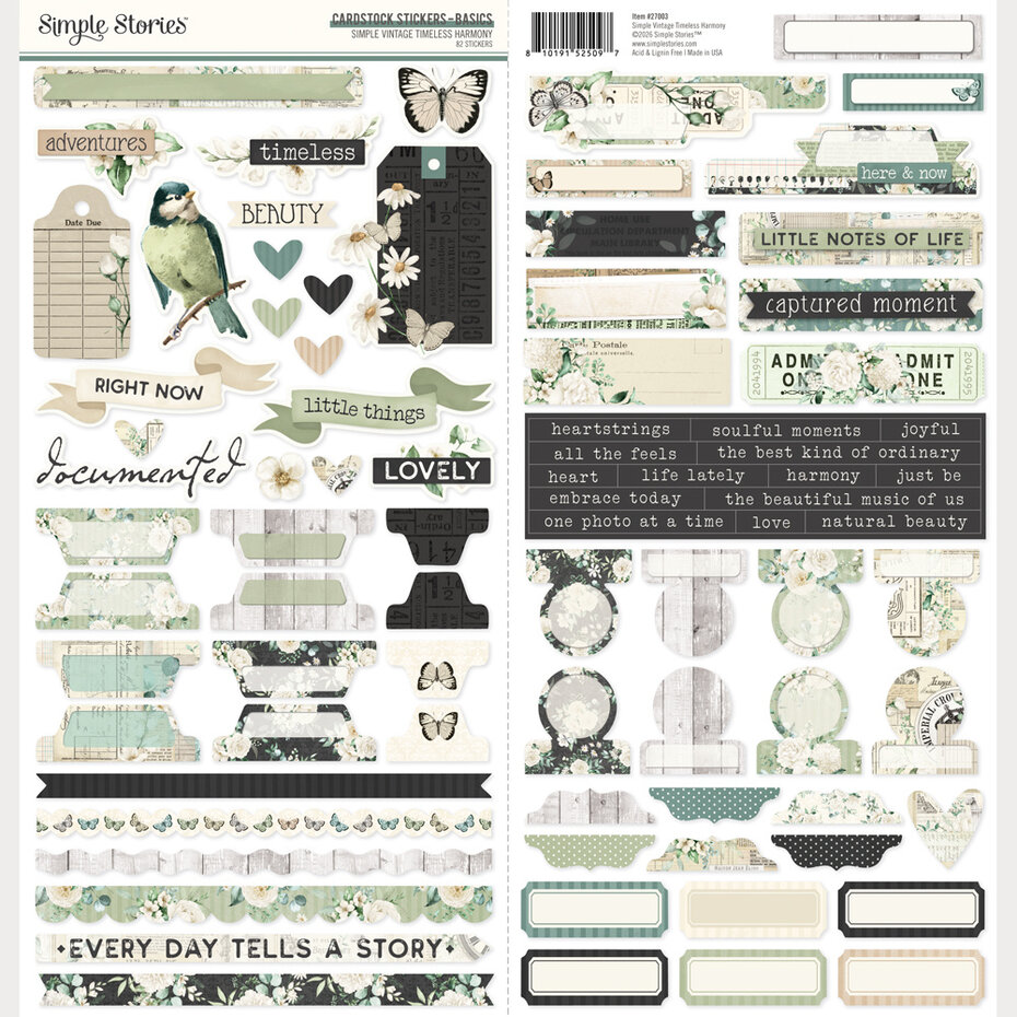 Simple Stories - Simple Vintage Timeless Harmony Cardstock Stickers Basics